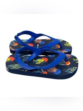Wonder Nation jellyfish design Summer Ankle Strap flip flops Child Size 9/10 New